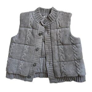 Grey Cable Knit Puffer Vest, 18-24m